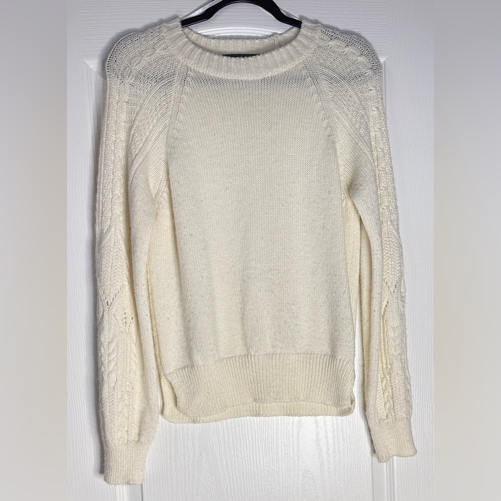 Wool Alpaca Italian Elsamanda Cream‎ Women's Crew Neck Sweater Size Medium